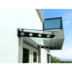 BuyLando Klarglas Glasvordach 120x90 cm mit Edelstahlhalter Schwarz - Vordächer aus gehärtetem Klarglas, stilvoll und modern für Ihren Hauseingang, inklusive stabilen Edelstahlhaltern für optimale Sicherheit.