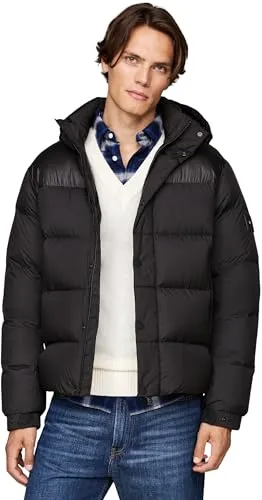 Tommy Hilfiger MIX DOWN HOODED PUFFER JACKET in schwarz von Tommy Hilfiger