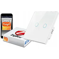 Tuya ZigBee 3.0 Weiß Glass 2 Stromkreis-Licht Touch-Schalter