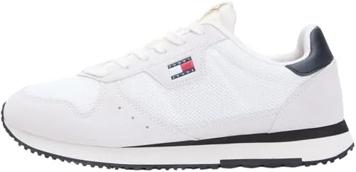 Tommy Jeans Herren TJM Eva Runner Leather Em0em01690 Low Top - Stilvoller Sneaker in Weiß (Ecru/Schwarz) - Der Tommy Jeans TJM Eva Runner vereint modernes Design und hohen Tragekomfort. Ideal für den Alltag und Freizeitaktivitäten, mit hochwertiger Verarbeitung für langanhaltende Freude.