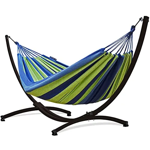 Potenza Outdoor Hängematte mit Gestell für 2 Personen – XXL Baumwolle 220x160 cm