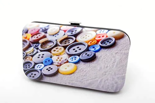 Kleiber Nähetui - Knöpfe grau Nähset für die Reise, Stoff/Metall, 12 x 7 x 1,5 cm