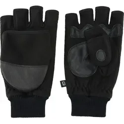 Brandit Trigger Gloves Klapphandschuhe schwarz, Größe M - 2-in-1 Handschuhe für Outdoor-Aktivitäten, wandelbar von Fäustlingen zu fingerlosen Handschuhen, mit verstärktem Grip und warmem Fleece-Material.