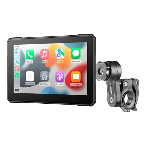 Interphone Sync70 Smart-Display Motorrad mit Dual-Kamera - Lautsprecher mit integriertem Totwinkelassistent, ideal für sicheres Fahren und optimale Kommunikation auf der Straße.