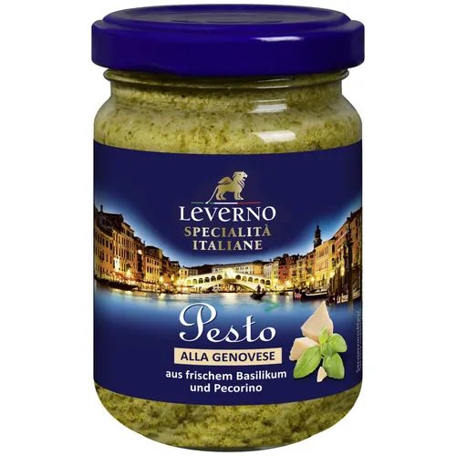 Leverno Pesto Alla Genovese aus frischem Basilikum und Pecorino 130g Glas