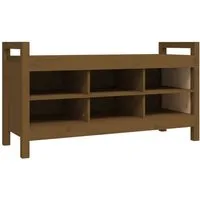 vidaXL Flurbank Honigbraun 110x40x60 cm aus massivem Kiefernholz - Sitzbänke mit 6 Fächern für optimalen Stauraum und rustikaler Optik – ideal für Flur und Eingangsbereich!