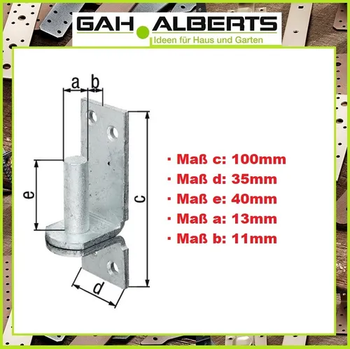 GAH Stahl Kloben DI auf Platte für Ladenband 13 x 11 mm feuerverzinkt # 311209