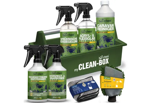 bio-chem Wohnmobil Pflege-Set Premium - Autopflege: 8-teiliges Set für professionelle Reinigung und Schutz, entfernt Schmutz mühelos und schützt mit Sprühwachs-Versiegelung.