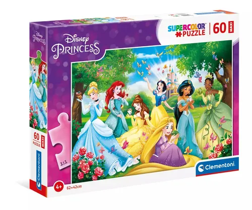 Puzzle maxi 60 elementów. Supercolor. Księżniczki Disneya Clemento 8005125264711