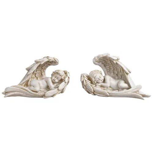 Wetterfeste Grabengel Figuren Deko liegend 2er Set