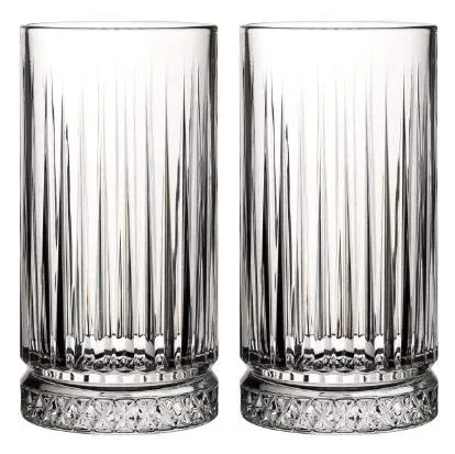 Pasabahce 520015 Longdrink Glas im Retro-Design und Kristall-Look, für Cocktail, Saft, Wasser, Drinks, Schwerer Highball, H ~15 cm, V ~445 ml, 2 Stück