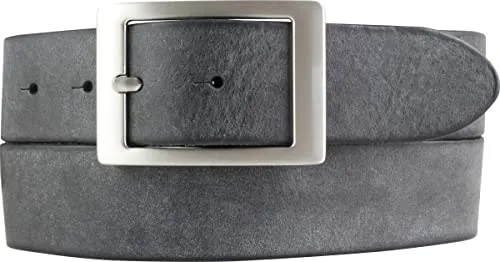 BELTINGER Herren-Gürtel aus weichem Vollrindleder mit Doppel-Schnalle Vintage-Look 4 cm | Jeans-Gürtel für Herren 40mm | Ledergürtel Used-Look | Schwarz 110cm