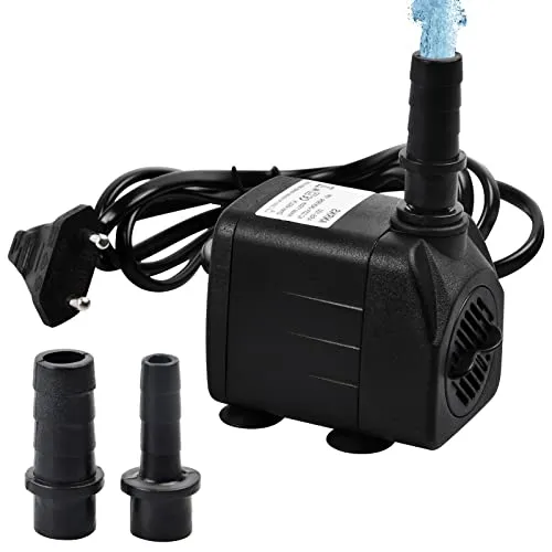 Vesaneae Wasserpumpe Klein 04 L/H, Pumpe Aquarium 10W, Zimmerbrunnenpumpe Fontänenpumpe 1.25m, Wasserpumpe Tauchpumpe, Mini Wasserpumpe, Tauchpumpe Brunnen mit Fließen Einstellfunktion