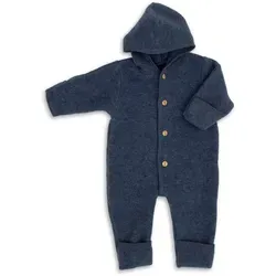 Kinderhaus Blaubaer Schlafoverall Baby-Overall mit Kapuze, Holzknöpfen & Mulltuch Blaubaer blau 62-68