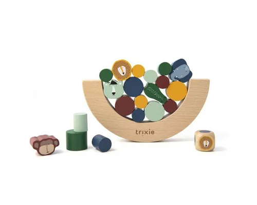 Trixie Baby Wooden Balance Game Animals - Baby Spielzeug: Fördert spielerisch die Feinmotorik und räumliches Denken, aus 100% FSC-zertifiziertem Holz und mit kindersicheren, wasserbasierten Farben.