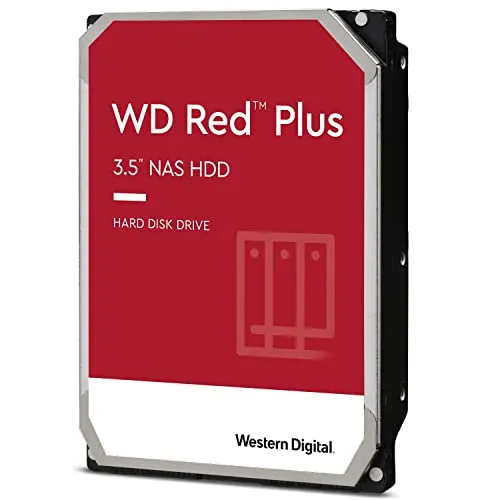 WD Red Plus interne Festplatte NAS 8 TB (3,5'', Workload-Rate 180 TB/Jahr, 7.200 U/min, 256 MB Cache, NASware™-Firmware für Kompatibilität, 8 Bays) Rot