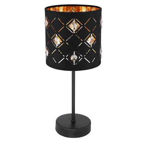 Moderne Tischleuchte mit Acrylkristallen - Tischleuchte für Wohnzimmer, 35 cm hoch, mit stilvollem Stoffschirm und glänzenden Acrylkristallen – ein eleganter Blickfang für jeden Raum.