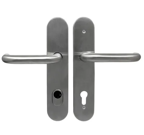 Edelstahl Haustür Schutzbeschlag 1586 U-Form HS-92mm ES1 Dr/Dr - Türklinken mit Kernziehschutz, ideal für hohe Sicherheit und Langlebigkeit, passend für Türstärken von 64-75 mm, geprüft nach DIN 18257.