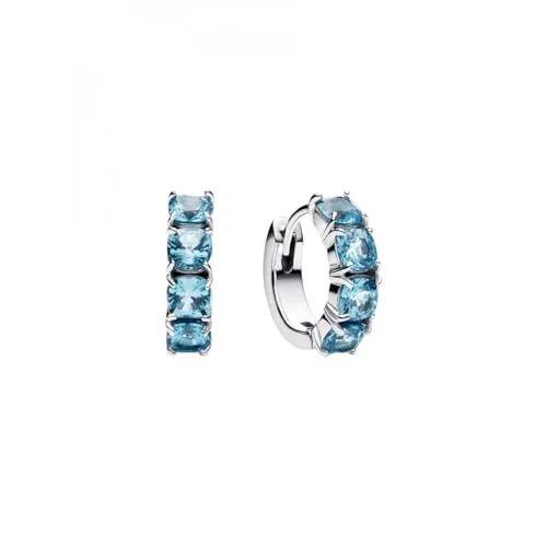 Pandora Timeless Hellblaue Creolen-Ohrringe - Ohrringe für Damen mit aquamarinblauen Kristallen, handgefertigt für höchste Qualität und ideal für einen modernen, auffälligen Look.