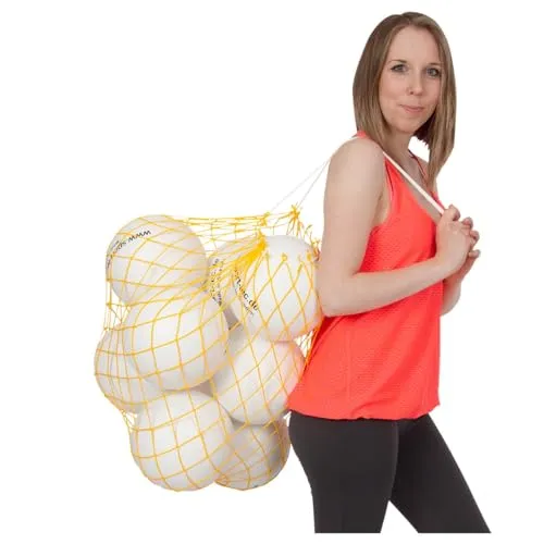 Sport-Tec Ballnetz Balltragenetz Balltasche für 9 Bälle Fußbälle Handbälle, GELB