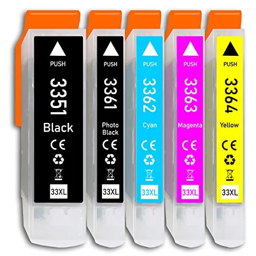 5er Multipack kompatibel mit Epson 33XL Druckerpatrone für Epson Expression Premium XP-530 XP-540 XP-630 XP-635 XP-640 XP-645 XP-830 XP-900 XP-7100
