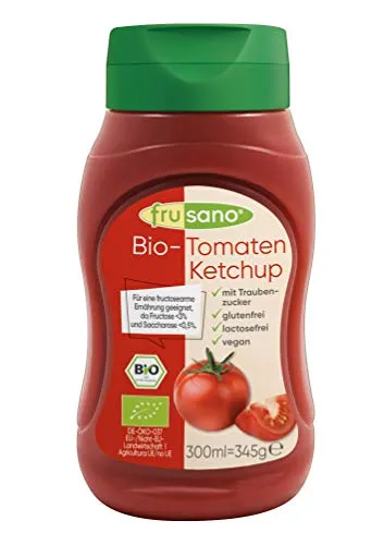 Frusano Bio-Tomaten Ketchup 345g - Bio-Ketchup aus sonnengereiften Tomaten, glutenfrei und ohne Zuckerzusatz – ideal für eine gesunde Küche!