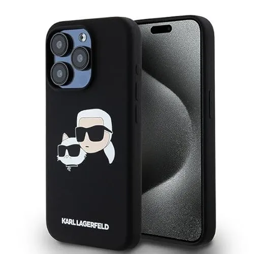 CG MOBILE Karl Lagerfeld KLHMP15XSKCHPPLK Hülle für iPhone 15 Pro Max - Stylische Hartschalen-Handyhülle aus Silikon mit Karl & Choupette Design, schützt Ihr iPhone 15 Pro Max optimal und verleiht ihm einen einzigartigen Look.