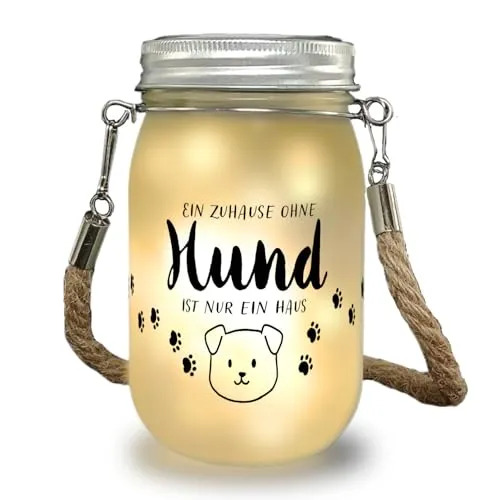 speecheese Hund Solarlicht mit Spruch Ein Zuhause ohne Hund ist nur ein Haus ein liebevolles Dekolicht für Hundebesitzer Frauen Geburtstag Dekolampe Einmachglas Haustier Spruch