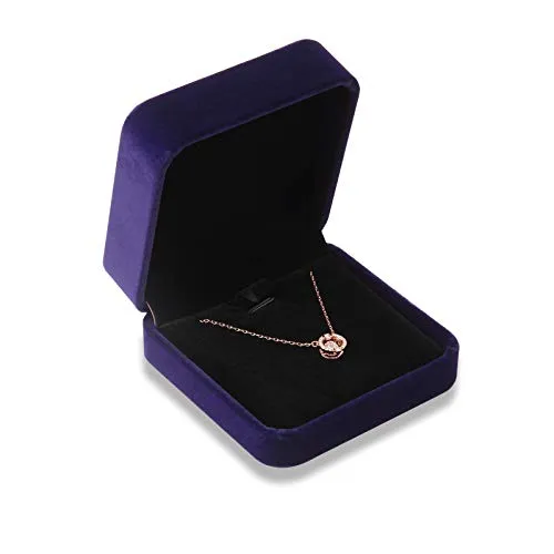 Bujingyun Samt Halskette Anhänger Armband Display Box Schmuck Geschenkboxen (Blau)