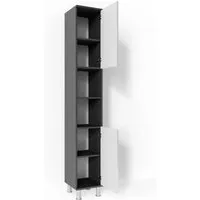 Vicco Hochschrank Fynn, Weiß Hochglanz/Anthrazit, 30 x 190 cm - Hochschrank in modernem Design mit 2 Scharniertüren, ideal für platzsparende Aufbewahrung und stilvolle Akzente in Ihrem Zuhause.