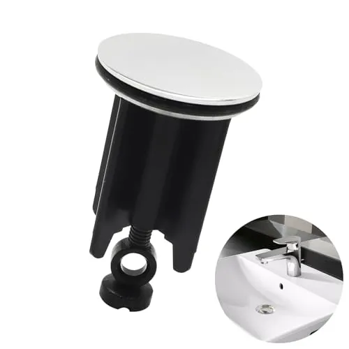 Frogetu 1 Stücke Abflussstopfen,Universal Waschbeckenstöpsel 40mm Abfluss-Stöpsel aus Messing mit Gummi,Stöpsel Waschbecken,für Waschbecken im Bad und Bidets Höhenverstellbar (Schwarz)
