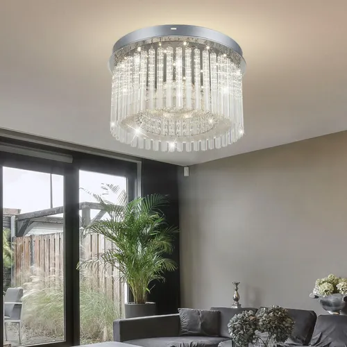 LED Deckenlampe verchromt mit Kristallbehang, 18W, 1600lm