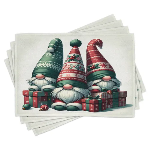 Tischset Platzset 4er Set Wichtel mit Geschenken Druck