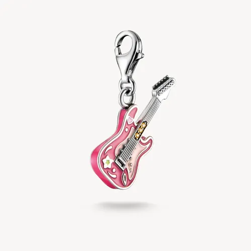 THOMAS SABO Charm-Anhänger E-Gitarre Silber in pink von THOMAS SABO