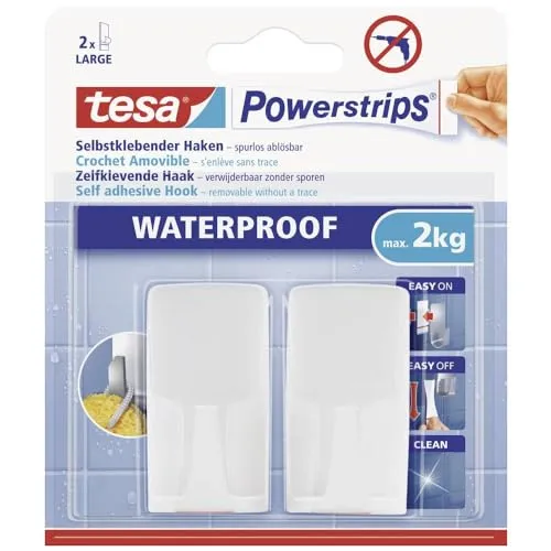 tesa Powerstrips Haken Waterproof Wave, weiß in weiß von tesa