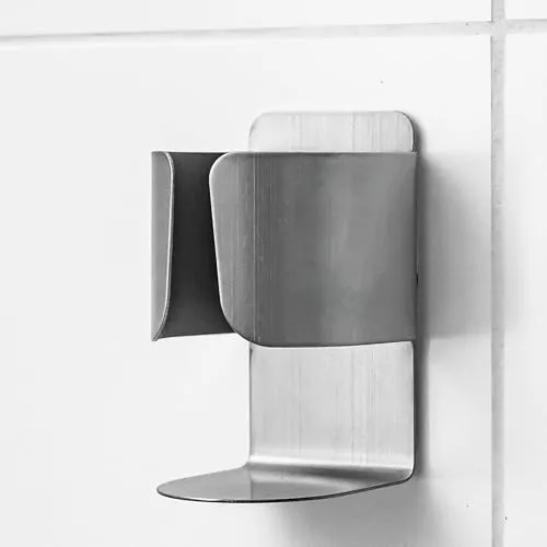 ELMOWO - 2er Set Premium Edelstahl Zahnbürstenhalter ohne Bohren selbstklebend (extrem sicherer Halt) Zahnbürsten-Halterung zur Wandmontage für elektrische Zahnbürste oder als Rasierhalter (Silber)
