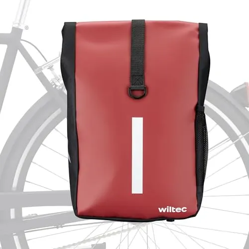 Wiltec Gepäckträgertasche rot, Fahrradtasche Gepäckträger 16 l Stauraum, Gepäcktasche mit Tragegurt, wasserresistente Fahrrad Tasche