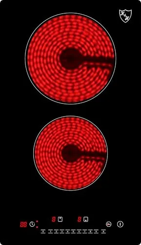 K&H Domino 2 Zonen Glaskeramikkochfeld 30cm - Kochfeld mit 3000 Watt Leistung, Touch-Control-Steuerung und hochwertiger Glaskeramik-Oberfläche, ideal für jedes Kochgeschirr, umweltfreundlich verpackt und mit Restwärmeanzeige.