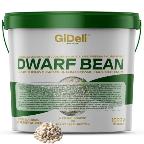 GiDeli Weiße Bohnen Getrocknet 1 kg in Eimer - proteinreich, natürliche Hülsenfrüchte ohne Zusätze - ideal für Suppen, Eintöpfe, Salate - Küche, Gastronomie, Catering