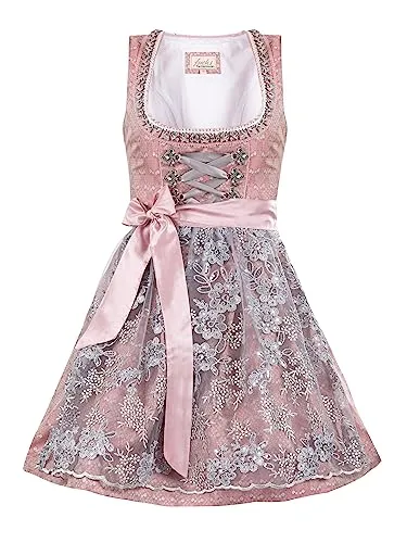 Almbock Dirndl Trachtenkleid | Dirndl Mini für Damen in der Farbe rosa Made in Germany | Trachtenkleid Mini für Verschiedene Anlässe Größe 30