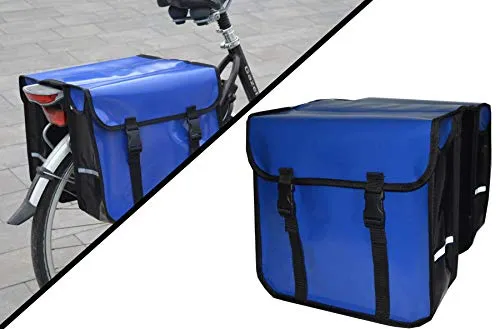Aves-24 Fahrrad Gepäckträgertasche - 28L Doppel Tasche (Blau) - Fahrradtaschen mit 28 L Volumen, ideal für Einkäufe und Ausflüge. Das wasserdichte PVC-Material schützt Ihr Gepäck zuverlässig vor Regen.