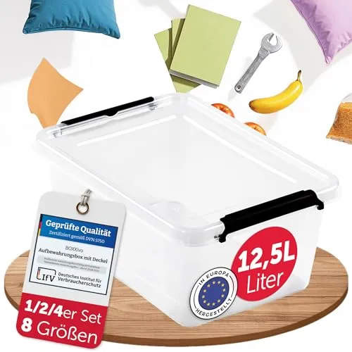 BOXXivo Aufbewahrungsbox mit Deckel 12,5l - BPA-freie & lebensmittelechte Boxen Aufbewahrung - Stapelboxen mit Deckel - robuste & stapelbare Aufbewahrungsboxen - Aufbewahrungskisten