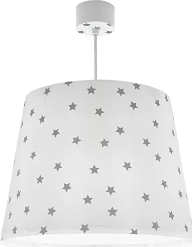 Dalber Lampe kinderzimmer, kinderlampe Pendelleuchte Hängelampe, Deckenleuchte Kinder, Deckenlampe kinderzimmer Star Light Sterne Weiß Grau, 82212B, E27