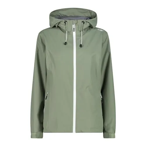 CMP Woman Jacket FIX Hood salvia (E452) 42 - Funktionsjacke für Damen, wasserdicht mit 10.000 mm, atmungsaktiv und leicht verstaut. Ideal für Outdoor-Aktivitäten, schützt zuverlässig vor Wind und Wetter.