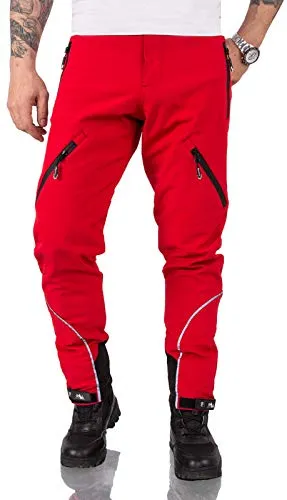 Rock Creek Herren Softshell Hose Cargohose Outdoorhose Wanderhose Herrenhose Wasserdicht Skihose Arbeitshose Winterhose Trekkinghose H-233 Rot XL