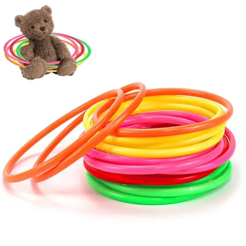 NAROSEBE 15 Stück Aktivitätsringe Ringwurfspiel Plastik Wurfringe Spiel Toss Ringe Mehrfarbig Koordinationsringe Fussball für Ringe Werfen Spiel, Target Übungsspiele (15.2 cm)