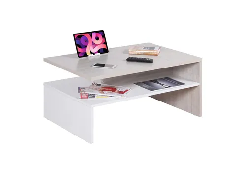 RICOO Couchtisch WM080-W-EP (1-St), Sofatisch Stauraum Wohnzimmer Tisch Beistelltisch Ablage Kaffeetisch