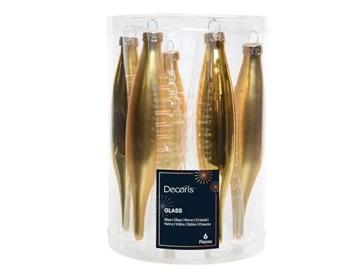 Eiszapfen Baumschmuck aus Glas 15cm 6 Stück Christbaumkugeln Gold