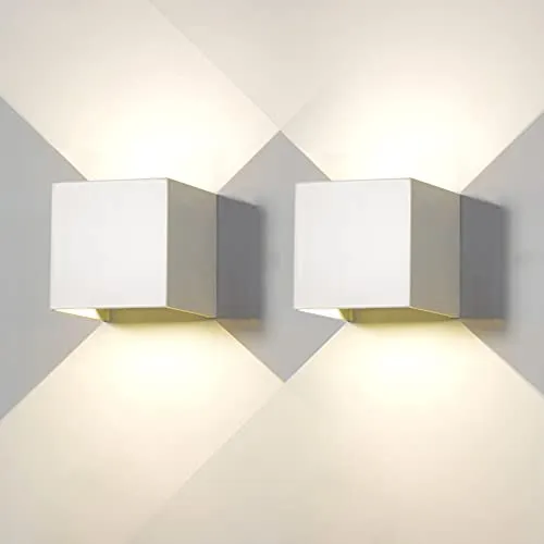 Stück Wandleuchte aussen Innen LED Wandlampe aussen modern Weiß 12W Naturweiß 4000K IP65 Wasserdicht quadratisch Aluminium Wandleuchte Passen Sie den Lichtwinkel an Design Einfache Installation 2