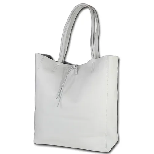 Toscanto Damen Shopper Schultertasche - Handtaschen aus echtem Leder, stilvolle weiße Schultertasche mit genarbter Oberfläche, ideal für den Alltag und elegante Anlässe.